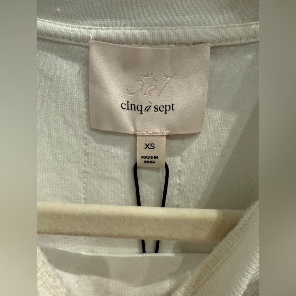 NWT Cinq à Sept White Lace Stefania Trim Shirt 3/4 Sleeve Blouse Size XS - Picture 6 of 12